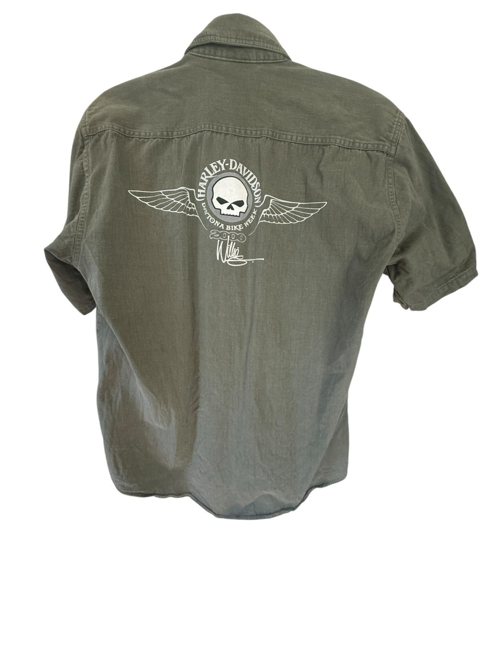 Vintage Harley Davidson Button Up | Olive Green | Daytona Bike Week | Y2K | Med - Picture 3 of 8